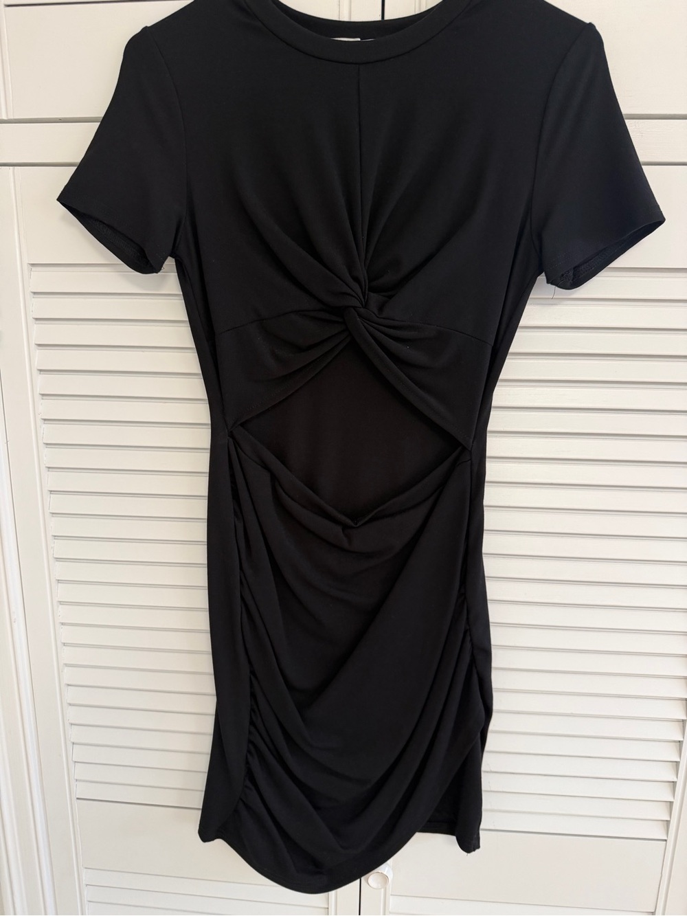 Adika Black Twist-Front Cutout Mini Dress